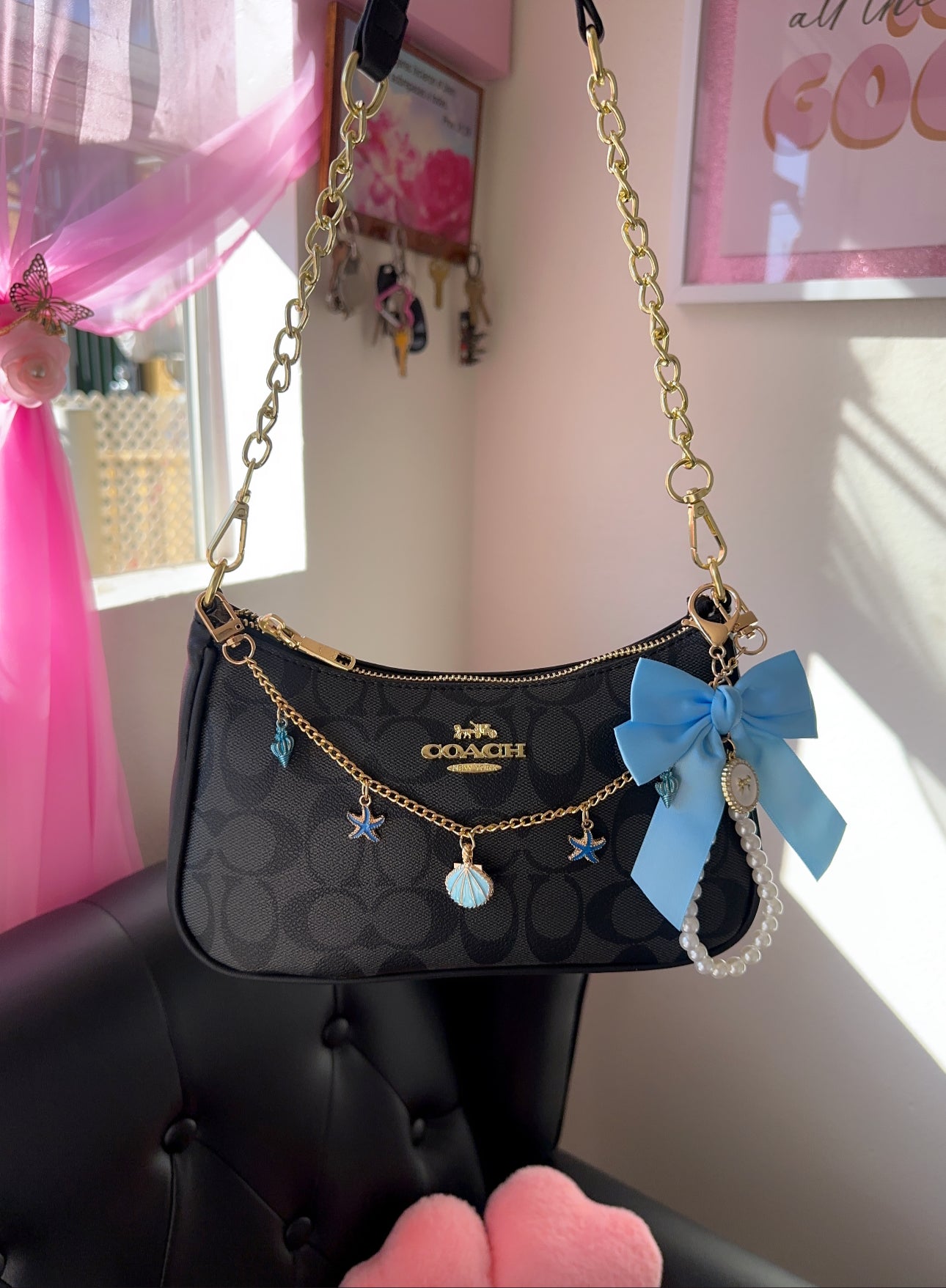 Black blue purse