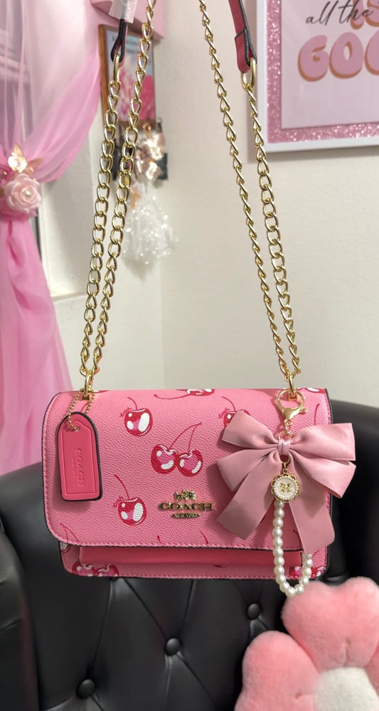 Pink cherry square bag
